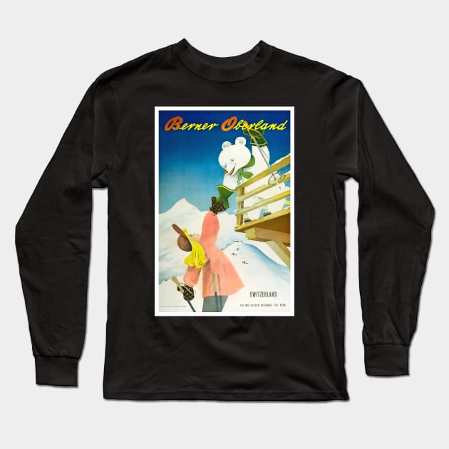 Berner Oberland,Switzerland,Ski Poster Long Sleeve T-Shirt by BokeeLee